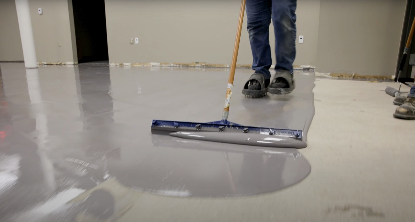 Interior concrete slab being resurfaced with a leveling overlay in Old Town, Florida