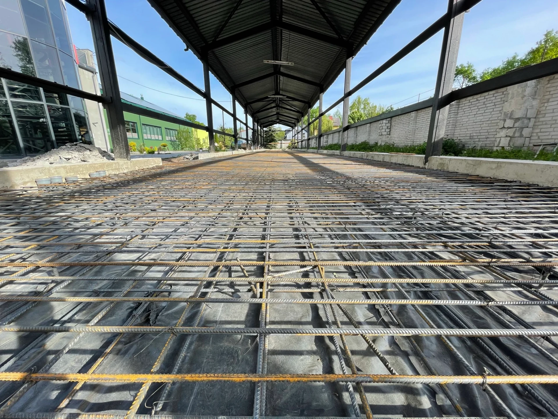 Rebar-reinforced commercial concrete slab prepped for pour in Alachua, Florida