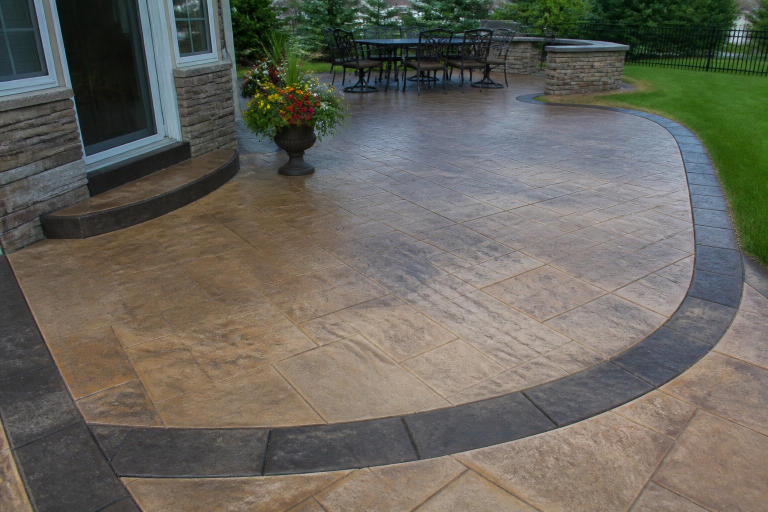 Decorative stamped and stained concrete patio in Trenton, Florida
