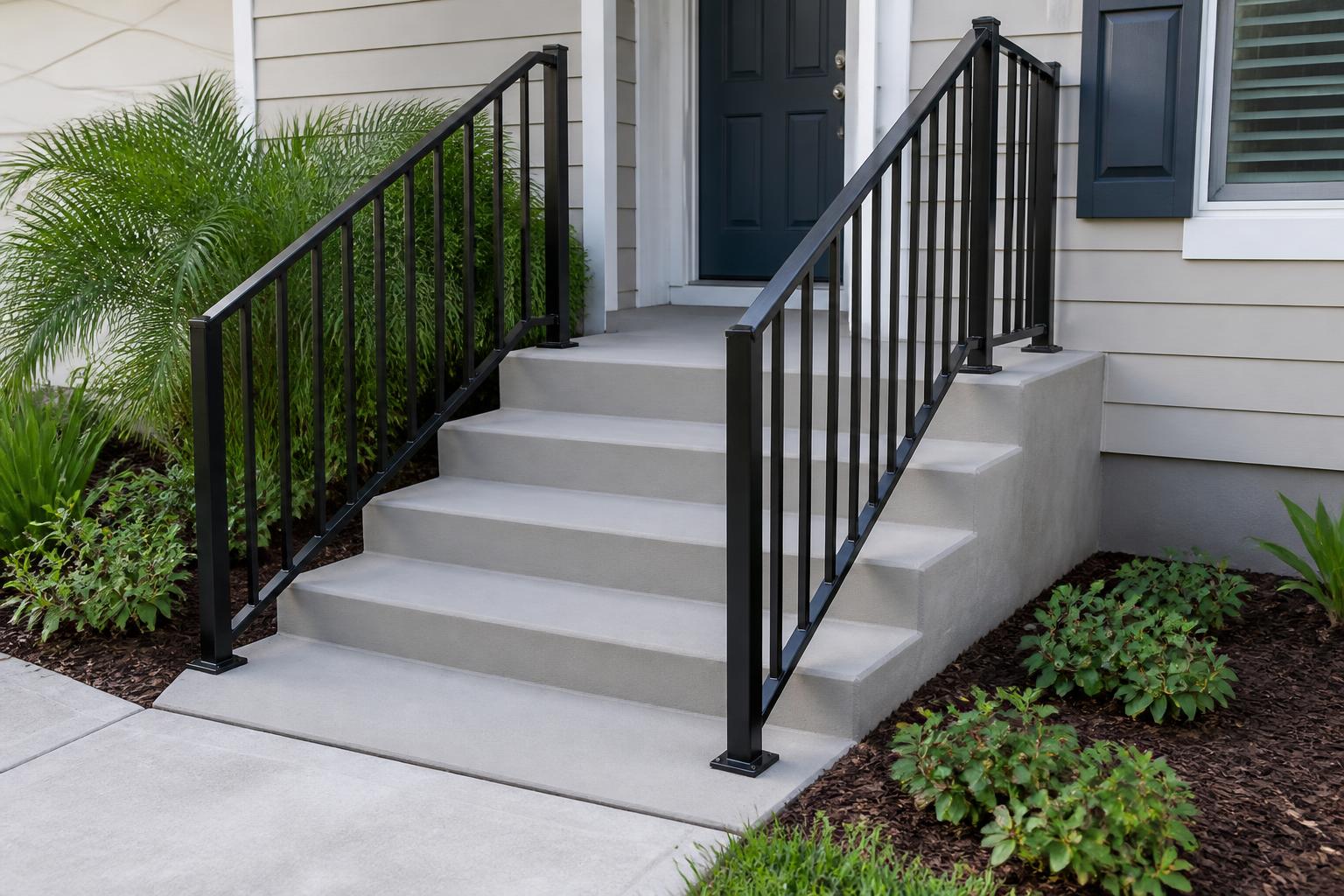 Newly finished concrete entry steps at a home in Trenton, Florida