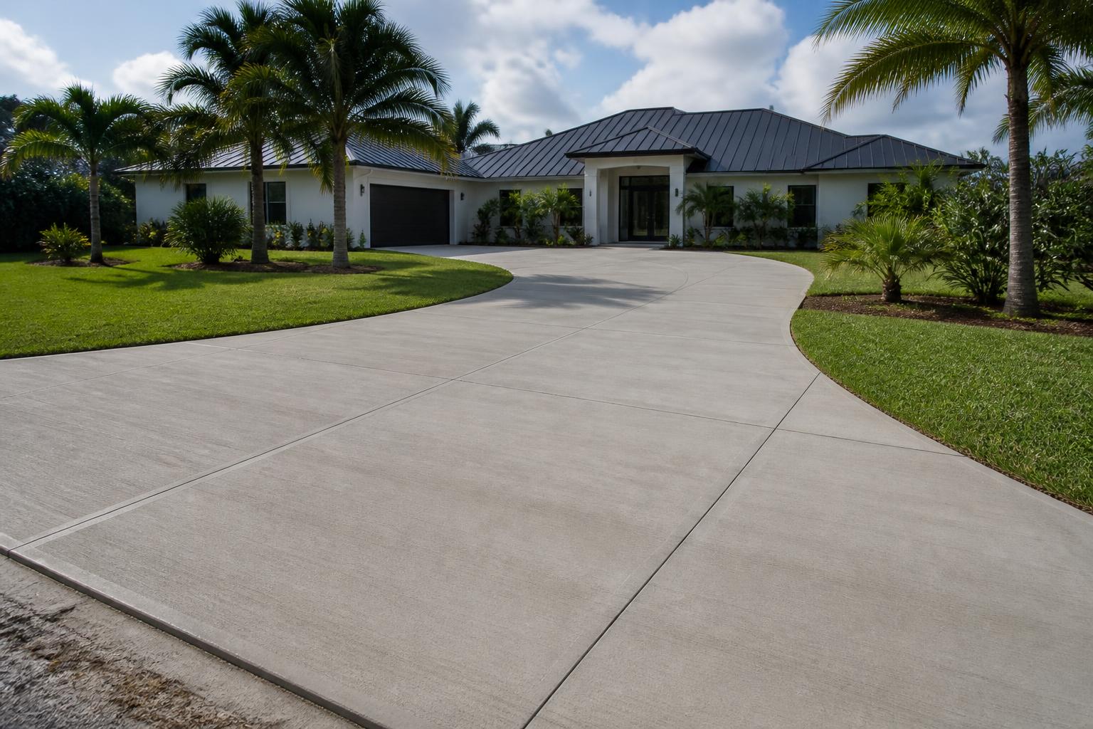 Broom-finish concrete driveway at a ranch home in Gainesville, Florida